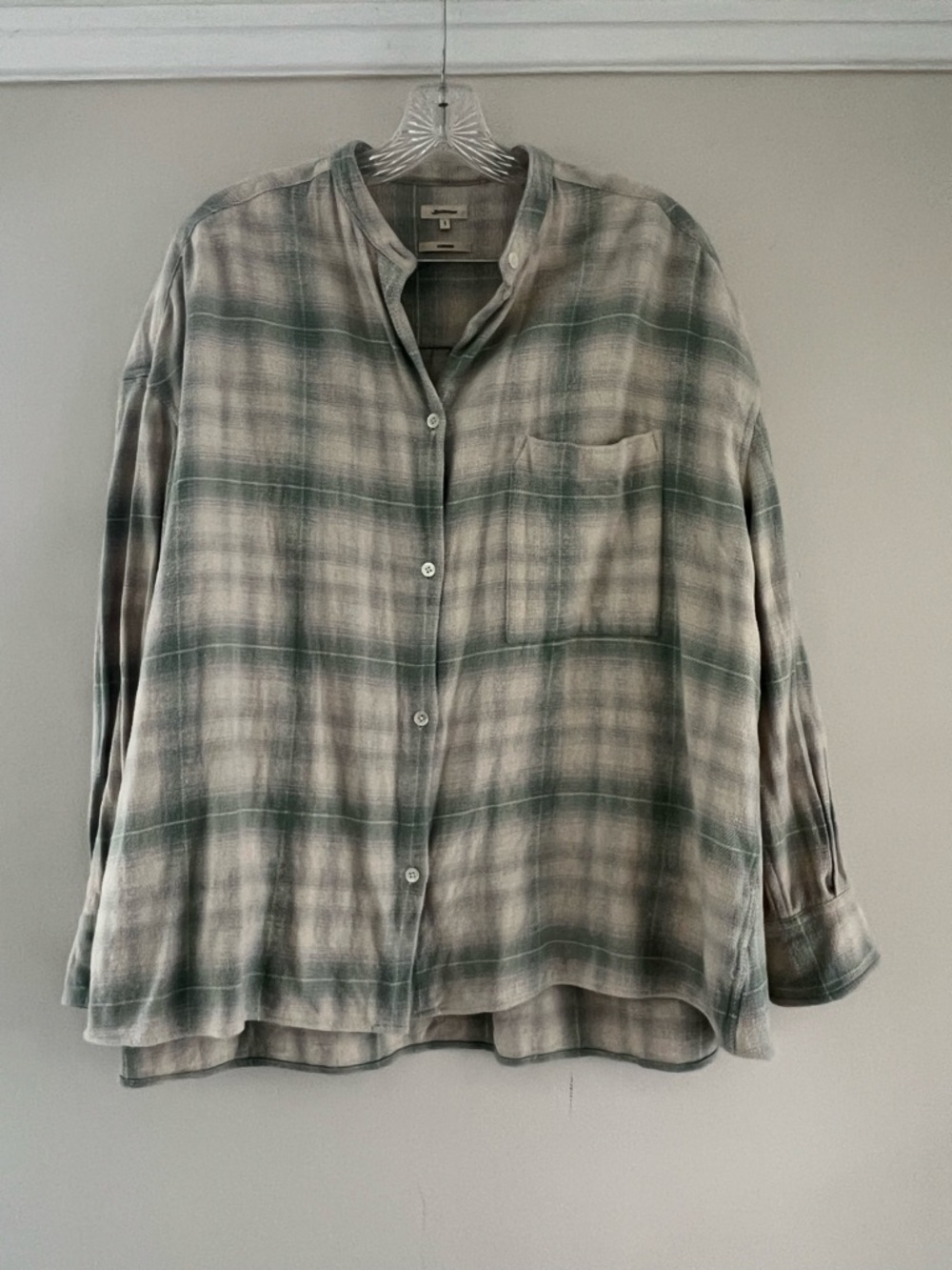Bellerose Green and Cream Plaid Button-Down Shirt